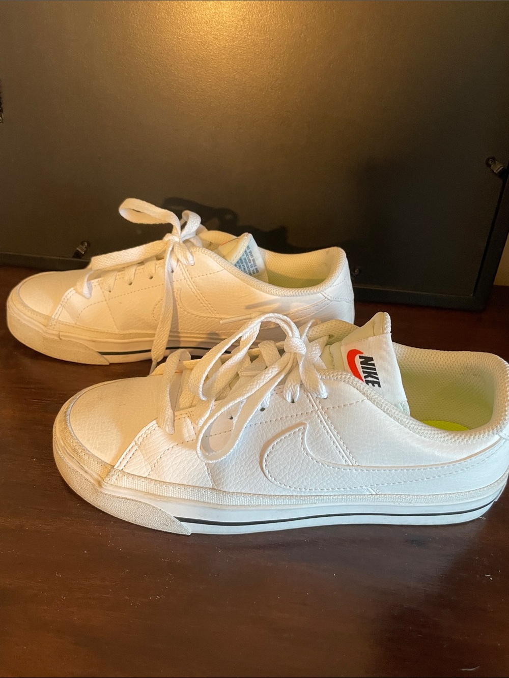 Nike Women’s White Sneakers with Red Swoosh - Picture 3 of 4